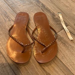 EUC Loft leather sandals with gold studs, sz 7